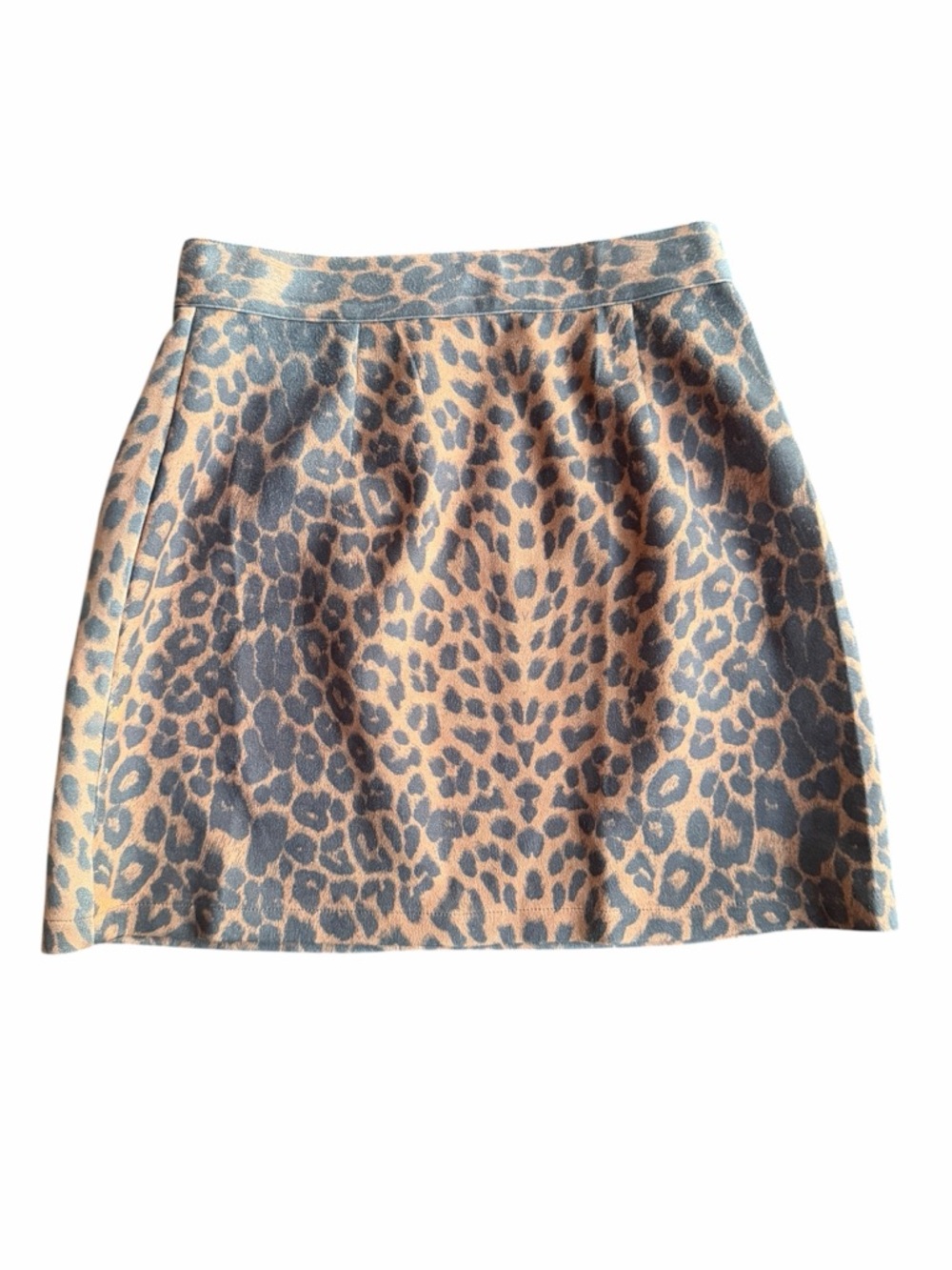 Lyaner Faux Suede Leopard‎ Print Mini Skirt